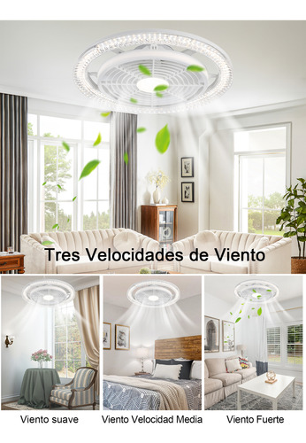 Lámpara Con Ventilador Techo 7 Aspas 150w Con Luz 3 Colores