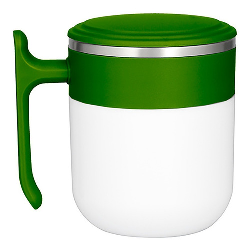 Taza Con Doble Pared De Acero, Tapa A Presión Y Asa Cap. 360 Color Verde