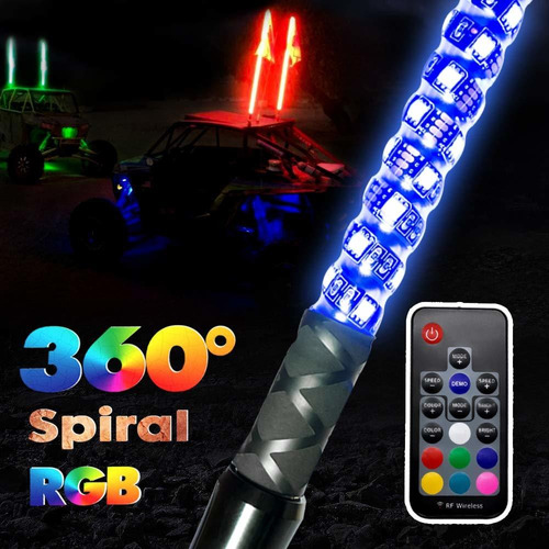 Gtp Antena De Luces Led En Espiral De 360, 20 Colores Rgb, 2