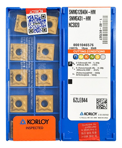 Insert Giratorio Snmg120408-hm Nc3020 100% Original, 10 Uni