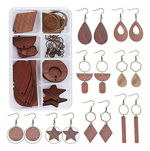 Sunnyclue 1 Caja Diy 8 Pares Aretes Colgantes De Madera Aret