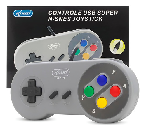 Controle Usb Knup Snes Super Nintendo Pc Mac Linux Raspberry
