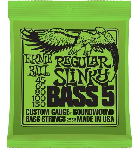 Encord. Bajo 5 Cuerdas Ernie Ball Regular Slinky 2836 45-130