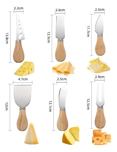 Cuchillos Para Queso Acero Inoxidable 6 Piezas Completo