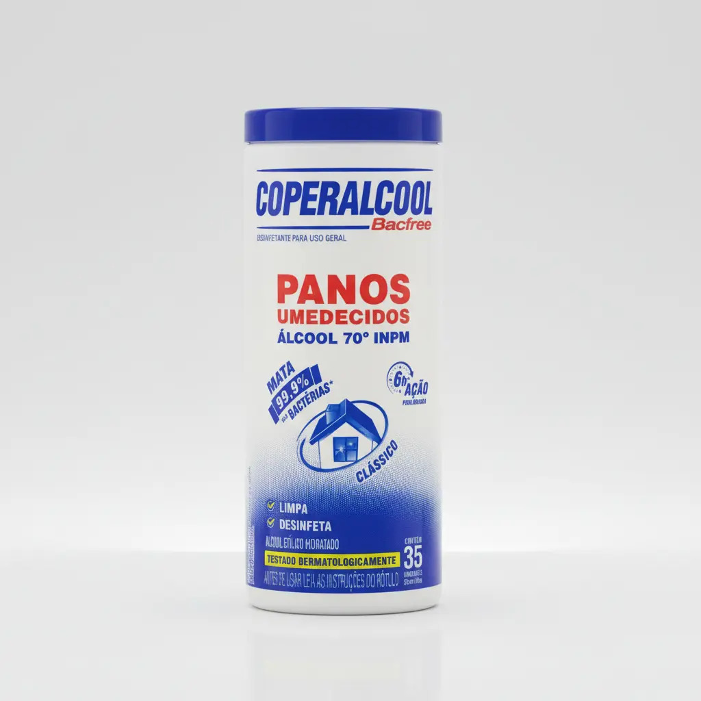 Lenços Umedecidos Panos Coperalcool Bacfree 70°inpm 35 Unidades