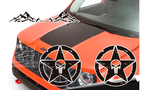 Calco Jeep Renegade Kit Capot+mountain+estrellas Laterales