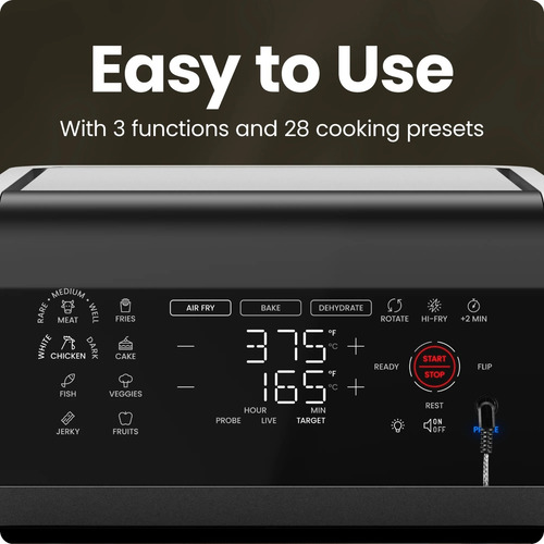 Chefman Airfryer Exactemp De 12 Cuartos,apagado Auto Digital Negro