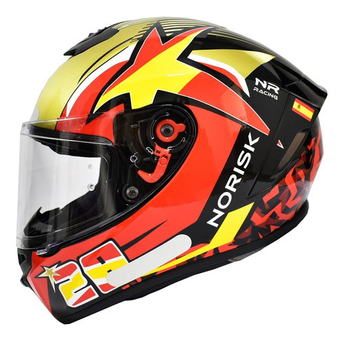 Capacete Norisk Supra Espanha Spain Masculino Feminino Moto Cor Vermelho Tamanho do capacete 61/62