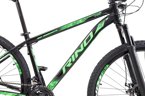 Bicicleta Aro 29 Alumínio 24v Rino Start Mtb Disco Suspensão Cor Preto/verde Tamanho Do Quadro 19