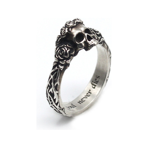 Anillo Calavera Rosa Negra Para Hombre