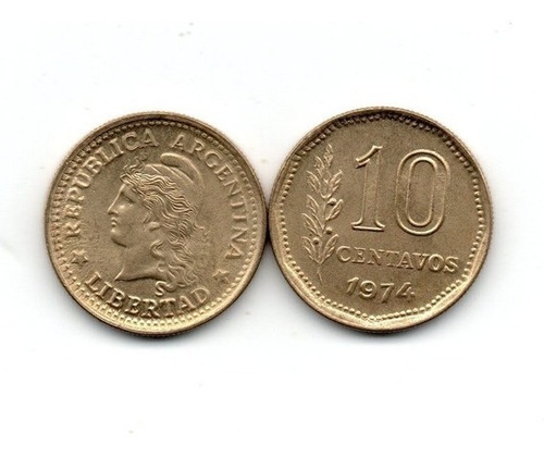 Moneda Argentina 10 Centavos 1974