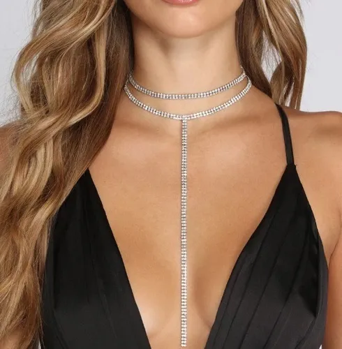 Colar Gargantilha Chocker Brilho Chique Strass Delicado Moda