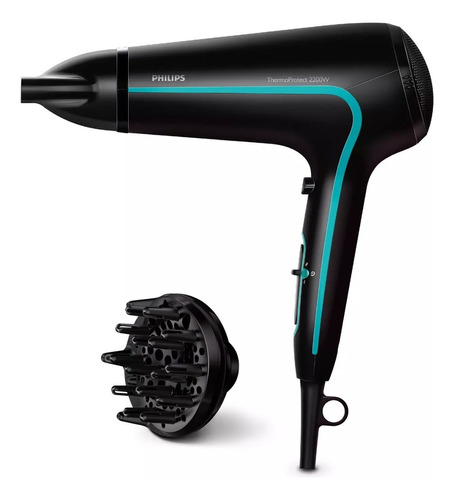 Secadora De Cabello 2200v Difusor Masajeador Philips Hp8217 Color Negro