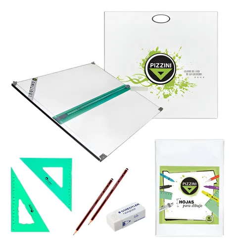 Kit Tablero 40x50 Pizzini De Dibujo Tecnico Escuadras Cuota