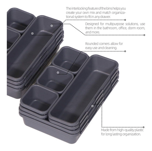 Set Of 22 Interlocking Desk Drawer Organizer Tray Divider Aa