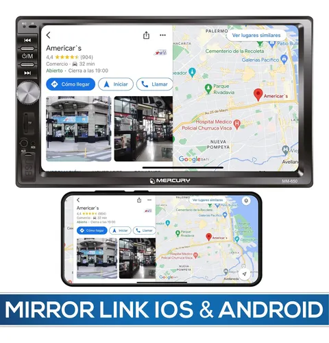 Pantalla 7 Pul Bluetooth Mirror Link Camara Retroceso 7 Leds