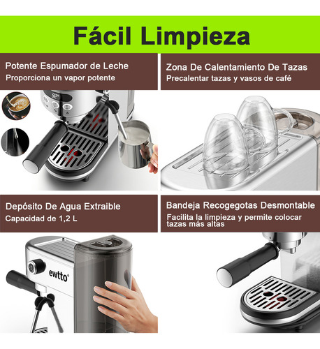 Ewtto Cafetera Portatil De Espresso Profesional De 20 Bares