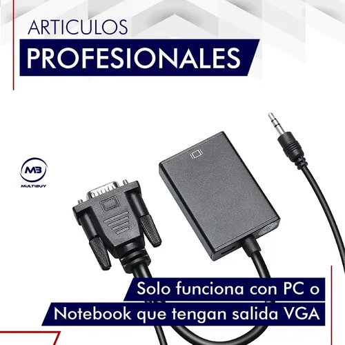 Cable Adaptador Conversor Vga A Hdmi Full Hd + Audio + Usb