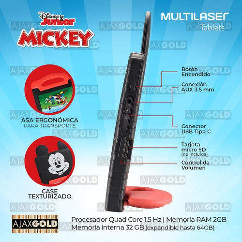 Imagen 3 de 10 de Tablet Con Funda Disney Niños 32gb 2gb Android 11 Outlet