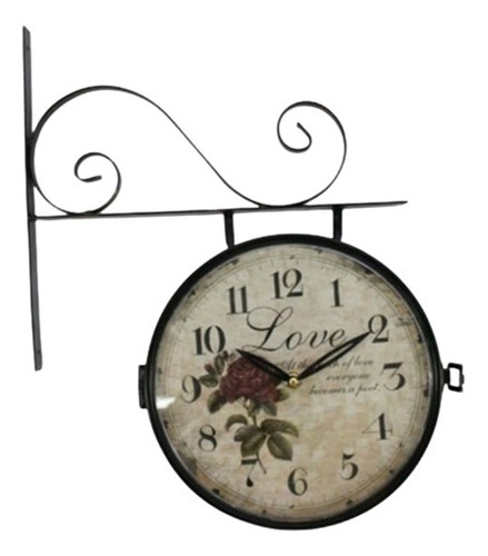 Reloj Mural Decorativo Doble Faz Diseño Rosa