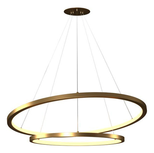 Lustre Pendente Orluce Tabat Or1790 2 Aros Dourado 60/40cm