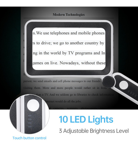 Lupa De Mano 4x Con Led For Lectura Y Personas Mayores
