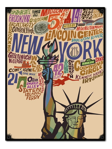 #1409 - Cuadro Vintage 30 X 40 New York Nueva York No Chapa