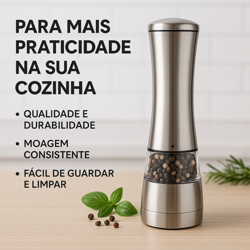 Moedor Inox De Sal Pimenta Temperos Grãos Triturador Manual