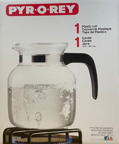 Jarra Cafetera Fuego Directo Con Tapa Pyr-o-rey 1.5 L Cristal
