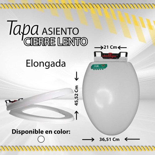 Tapa Asiento Elongada Blanca Caida Lenta 10048 Cierre Lento