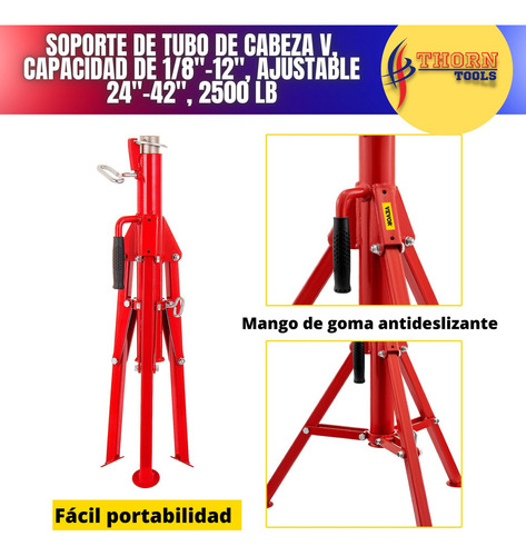 Soporte De Tubo De Cabeza V Cap. De 1/8 -12 PuLG. 2500 Lb