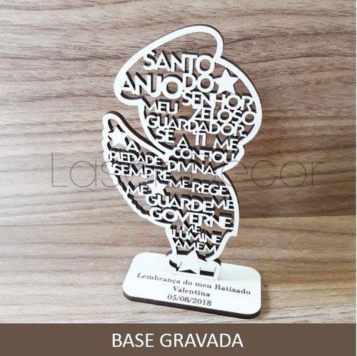 15 Lembrancinha Santo Anjo Oração Mdf Branco Personalizado