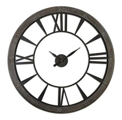 Reloj De Pared - My Swanky Home Rustic Round Iron Bronze Woo