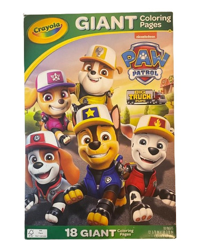 Libro Para Colorear Gigante Paw Patrol 18 Páginas