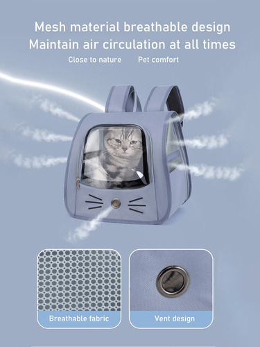 Mochila Viaje Transpirable Para Mascotas, Gatos Y Perros