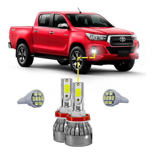 Kit Ultra Led Toyota Hilux 2016/20 20000 Lúmens 6500k Milha