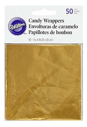 Envoltorios De Papel Wilton Foil, 4 Por 4 Pulgadas, Oro