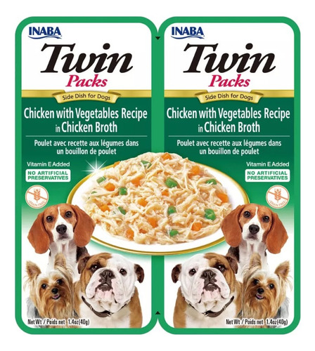 Snack Perro Twin Pollo/vegetales En Caldo De Pollo 80grx6pac