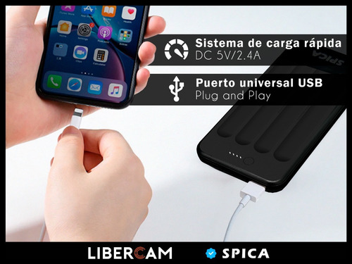 Power Bank Cargador Portatil 12000mah Spica Sw-100 Bateria Color Negro