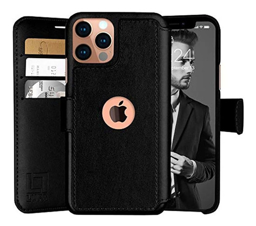 Funda Tipo Cartera Negra Para iPhone 12/12 Pro Lupalegacy