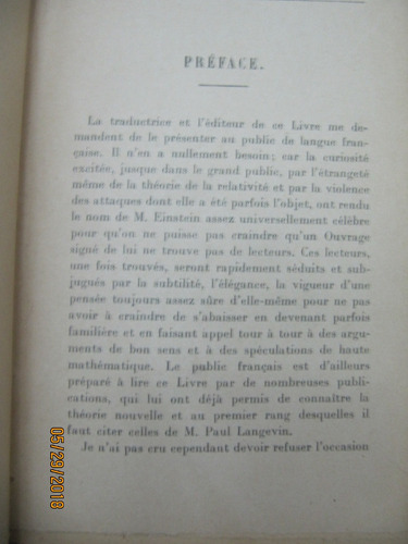La Theorie De La Relativite A. Einstein 1921 (Usado)
