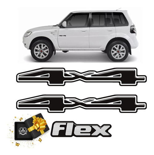 Kit Adesivos Emblema Pajero Tr4 4x4 Flex 2014/2016 Resinado Cor Preto