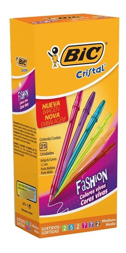 Imagen 1 de 2 de Lápices Pasta Bic Cristal Fashion 25 Colores.