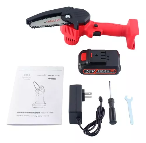 Mini Motosierra Eléctrica Portátil, Batería De Litio De 36v Color Rojo