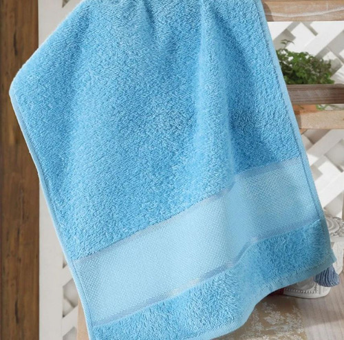 Kit 10 Toalhas De Lavabo Felpuda P Bordar Liso Torino Dohler Cor Azul