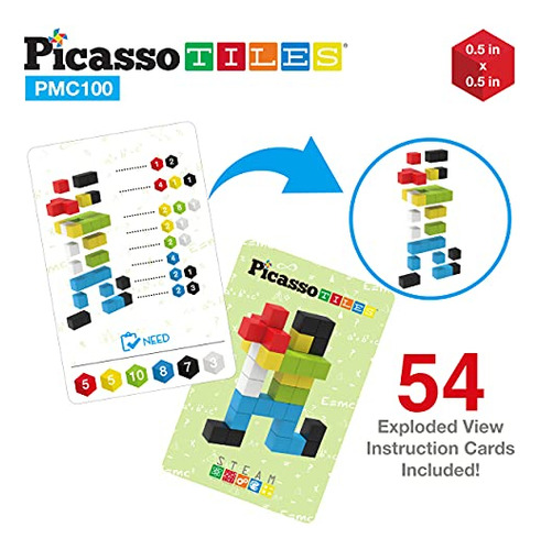Picassotiles Cubo De Píxeles Magnéticos De 0.5 Pulgadas, Rom