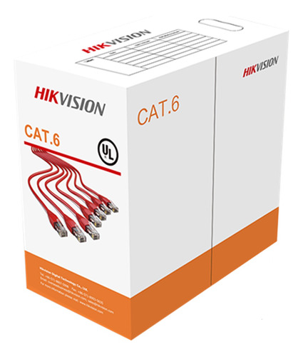 Cable Utp Cat6 100% Cobre Hikvision Naranja Interiores 305mt