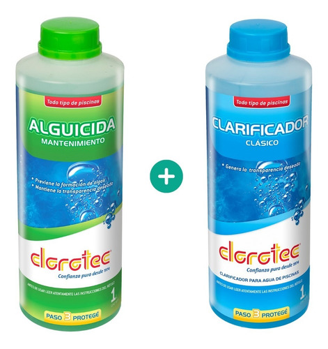 Imagen 3 de 6 de Clarificador Clásico + Alguicida Mantenimiento 1l Clorotec