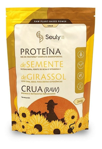 Proteína Semente Girassol Crua Vegana Vegetal Souly 340g