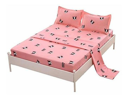 Sdiii 4pc Dog Bed Sheets Queen Size Pink Color Animal Beddin